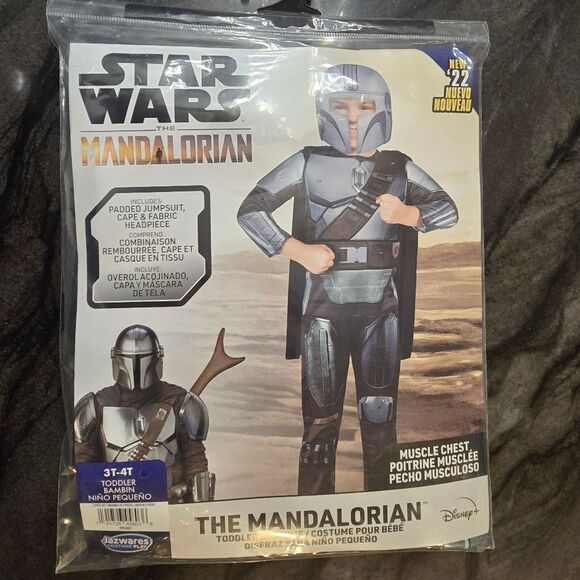 New STAR WARS Toddler Mandalorian Costume Boys Halloween Costume 3T-4T - Picture 5 of 8
